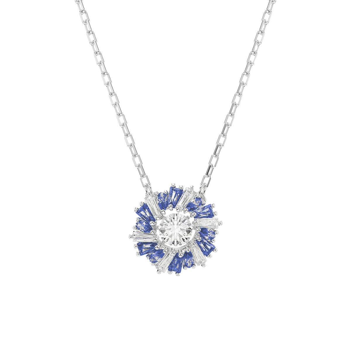 Sapphire Halo Radiant Diamond Necklace