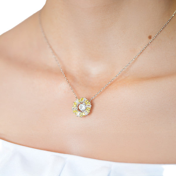 Sapphire Halo Radiant Diamond Necklace