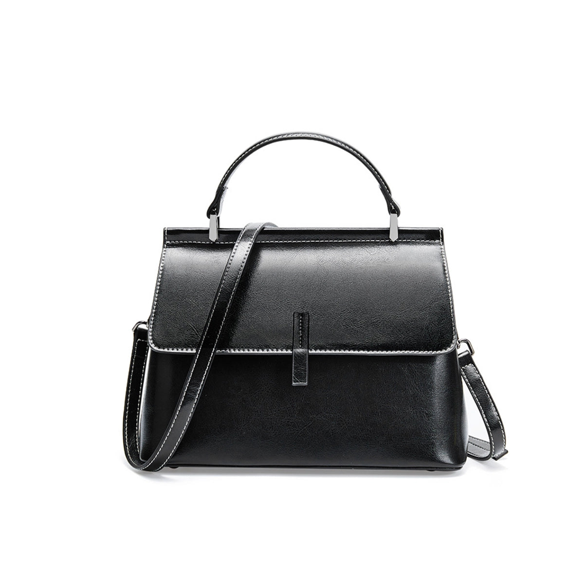 Satin Soirée Basic Black Leather Bag