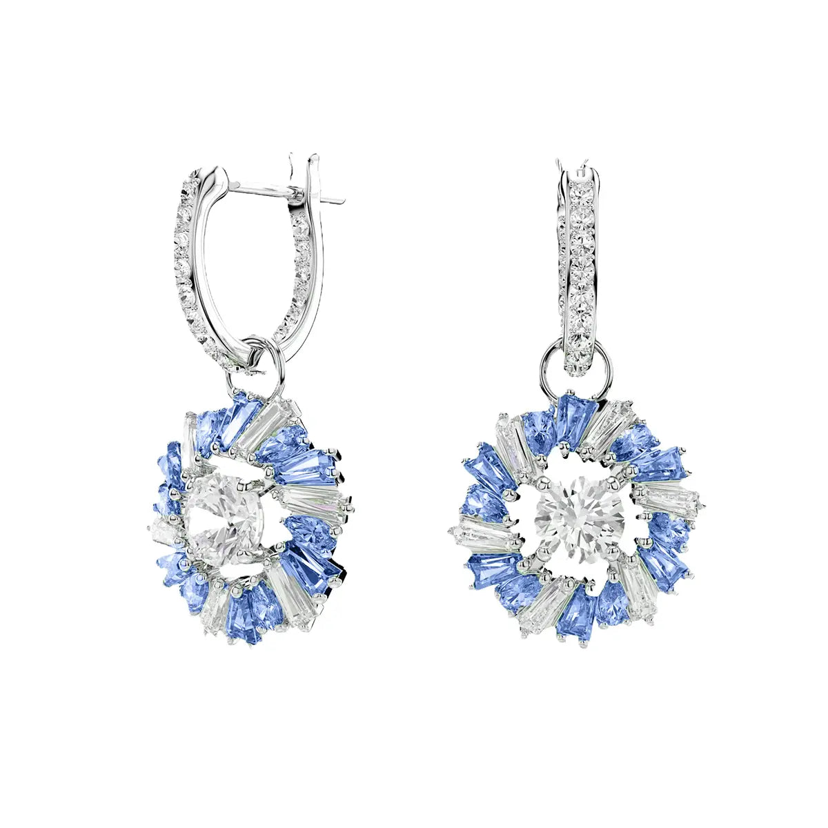 Sapphire Halo Radiant Drop Earrings
