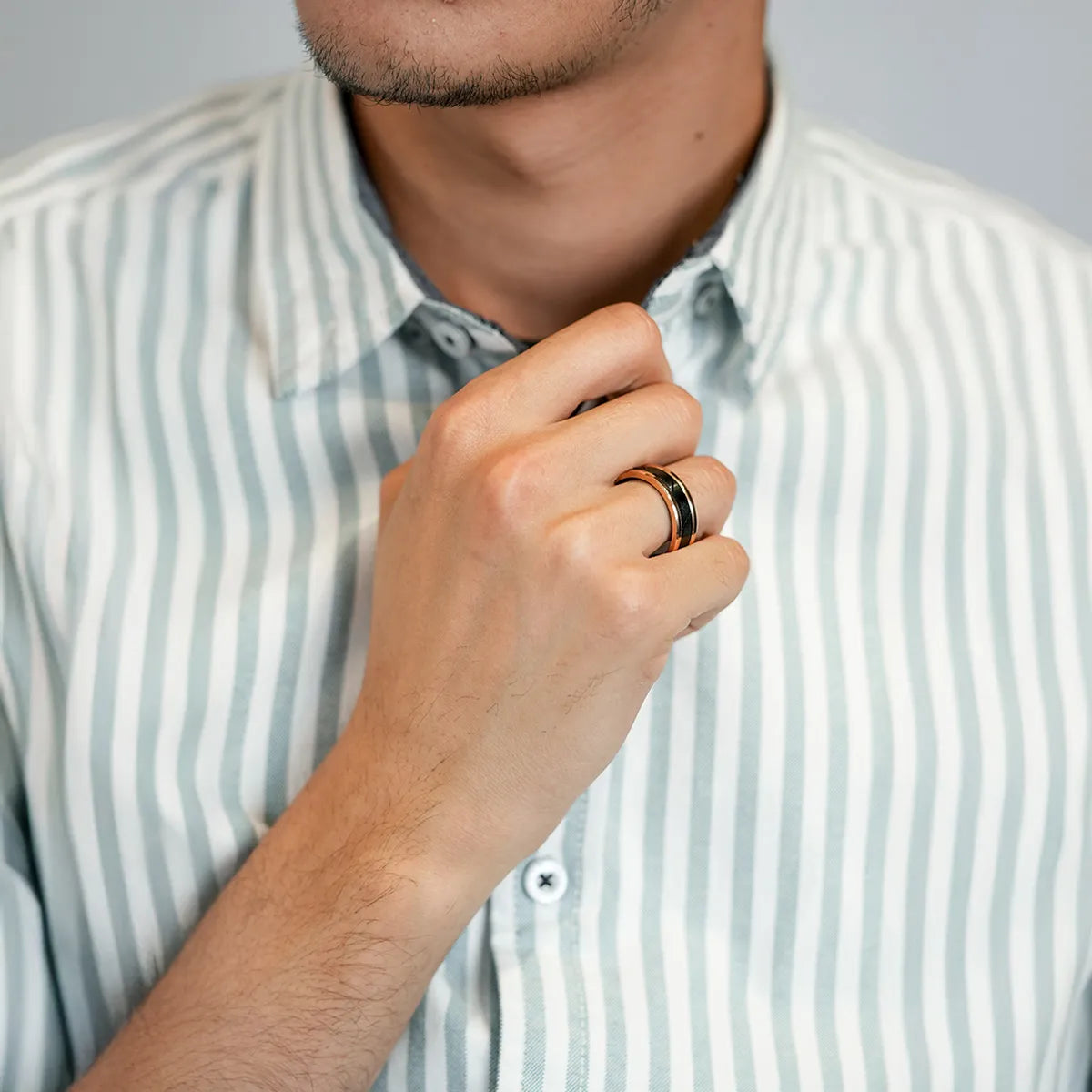 Obsidian Elegance Rose And Black Men's ring