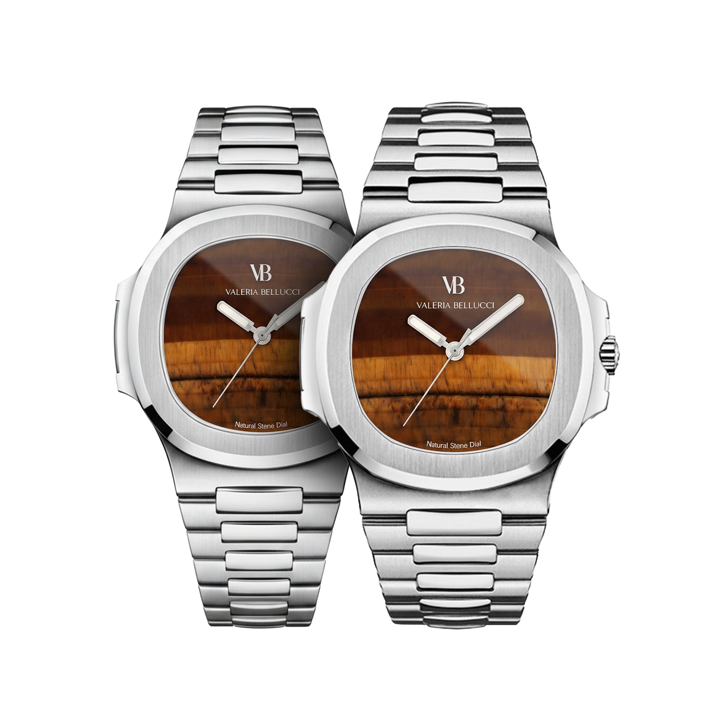 Valeria Bellucci Brown Gemstone Couple Watches
