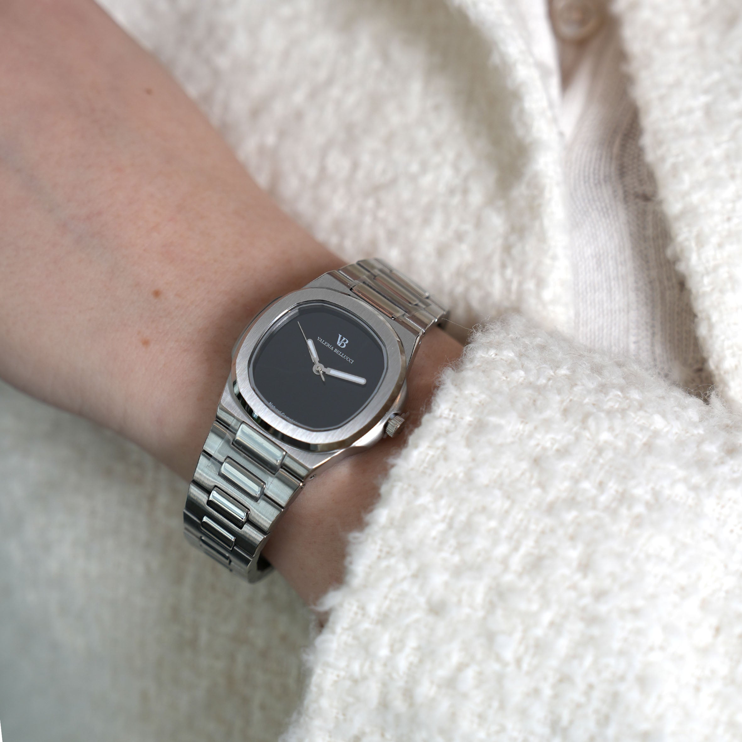 Valeria Bellucci Black Gemstone Watch for Women