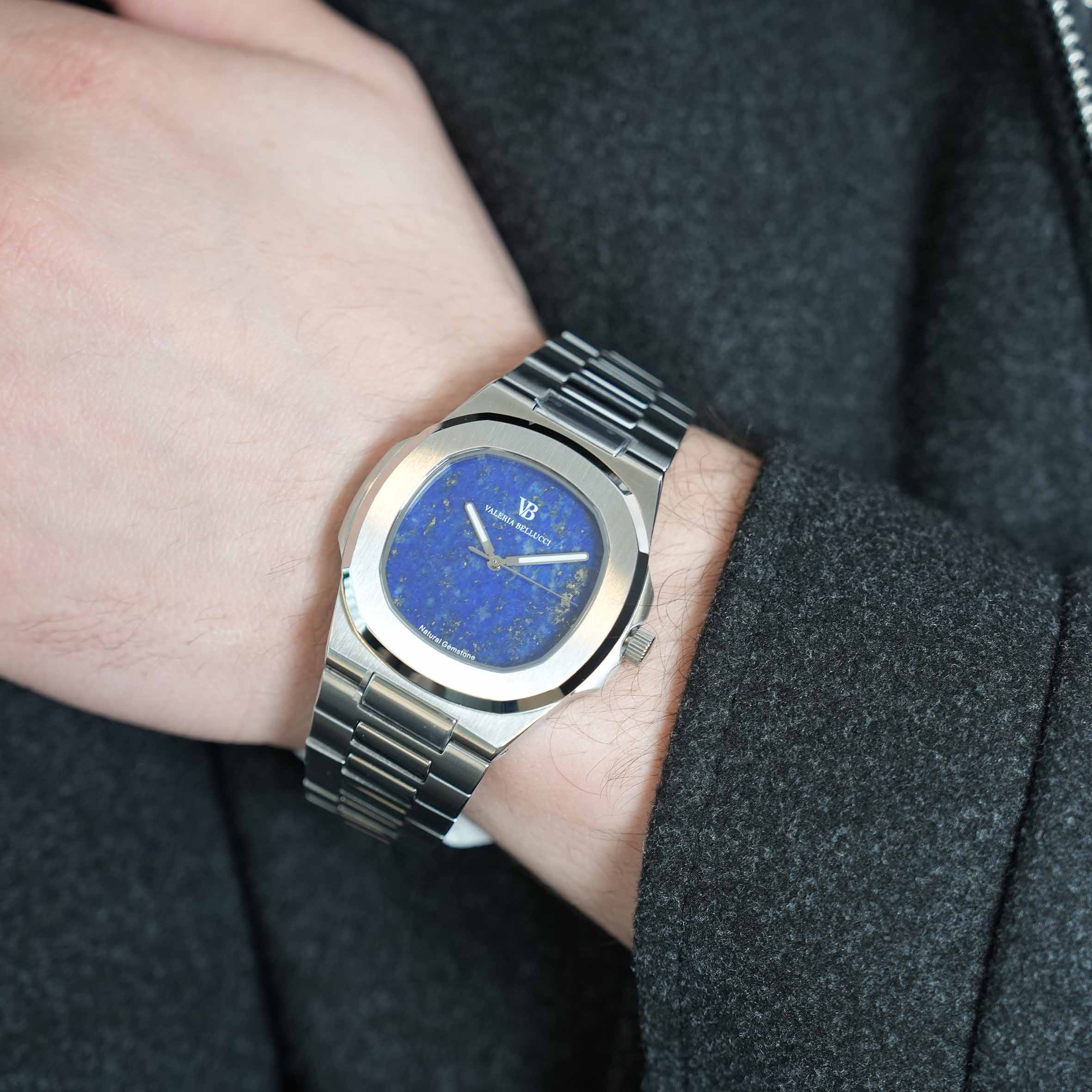 Valeria Bellucci Blue Gemstone Watch for Men