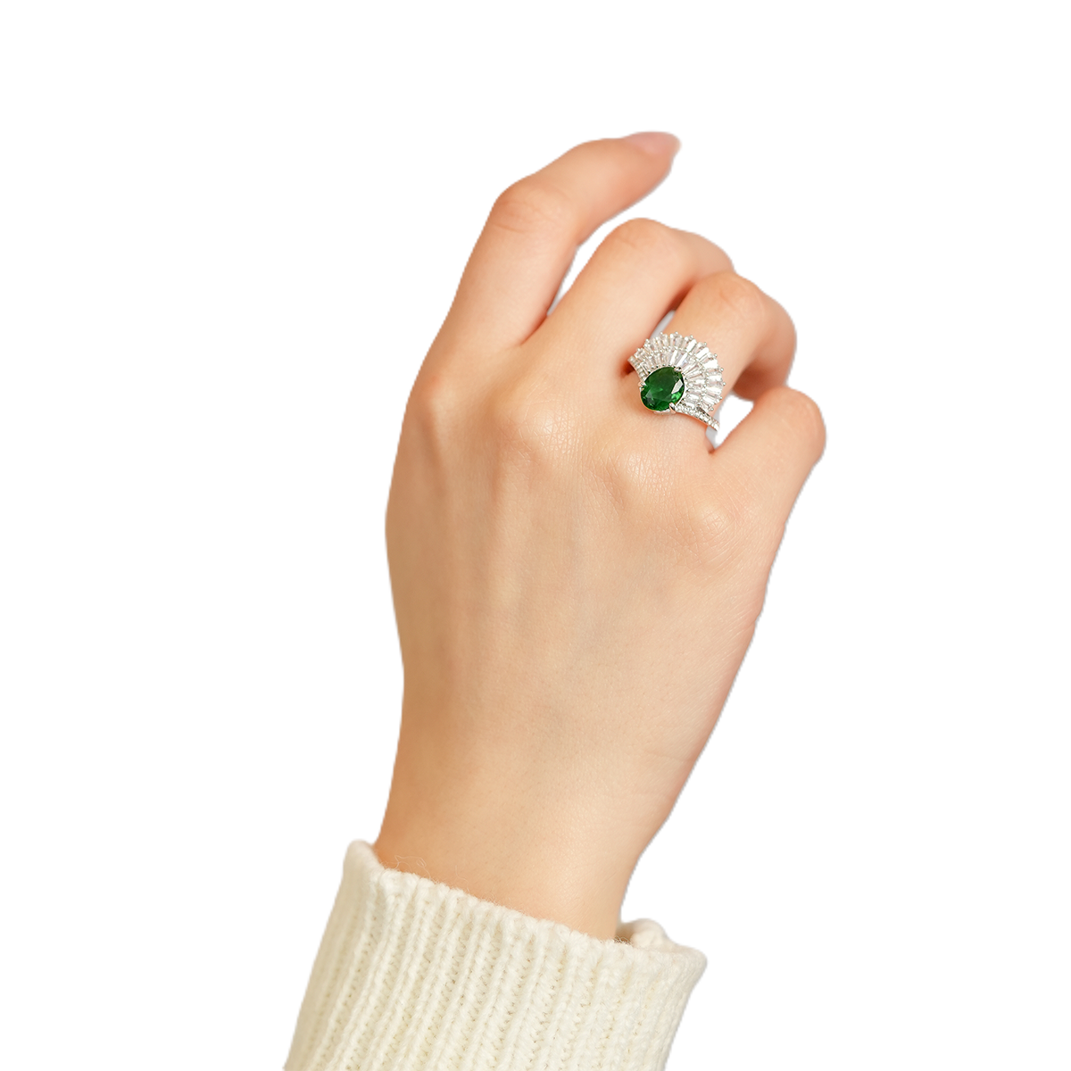 Midnight Glow Silver Swarovski Ring
