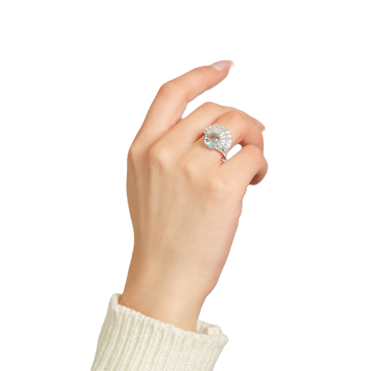 Midnight Glow Silver Swarovski Ring