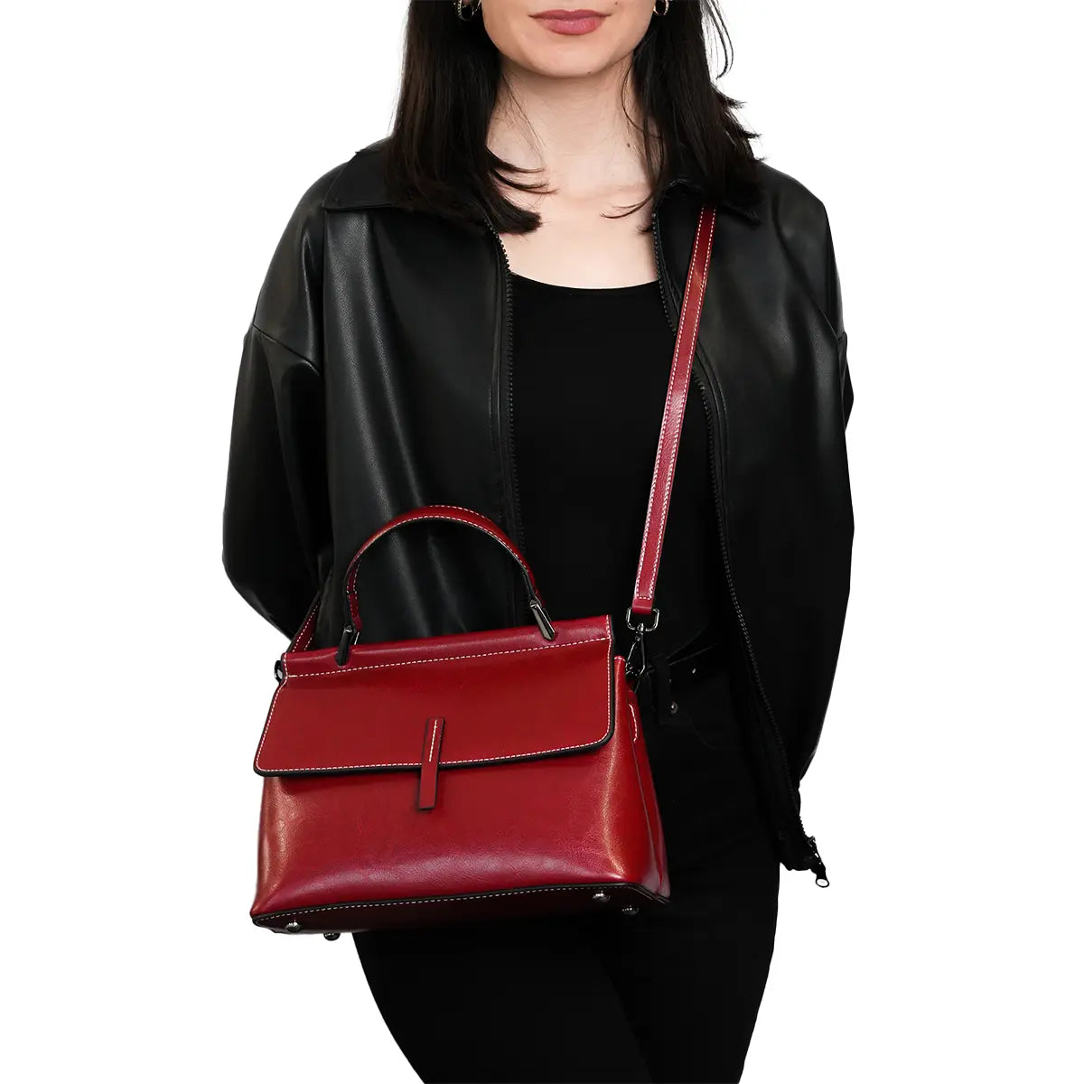 Satin Soirée Leather Burgundy Bags for Ladies